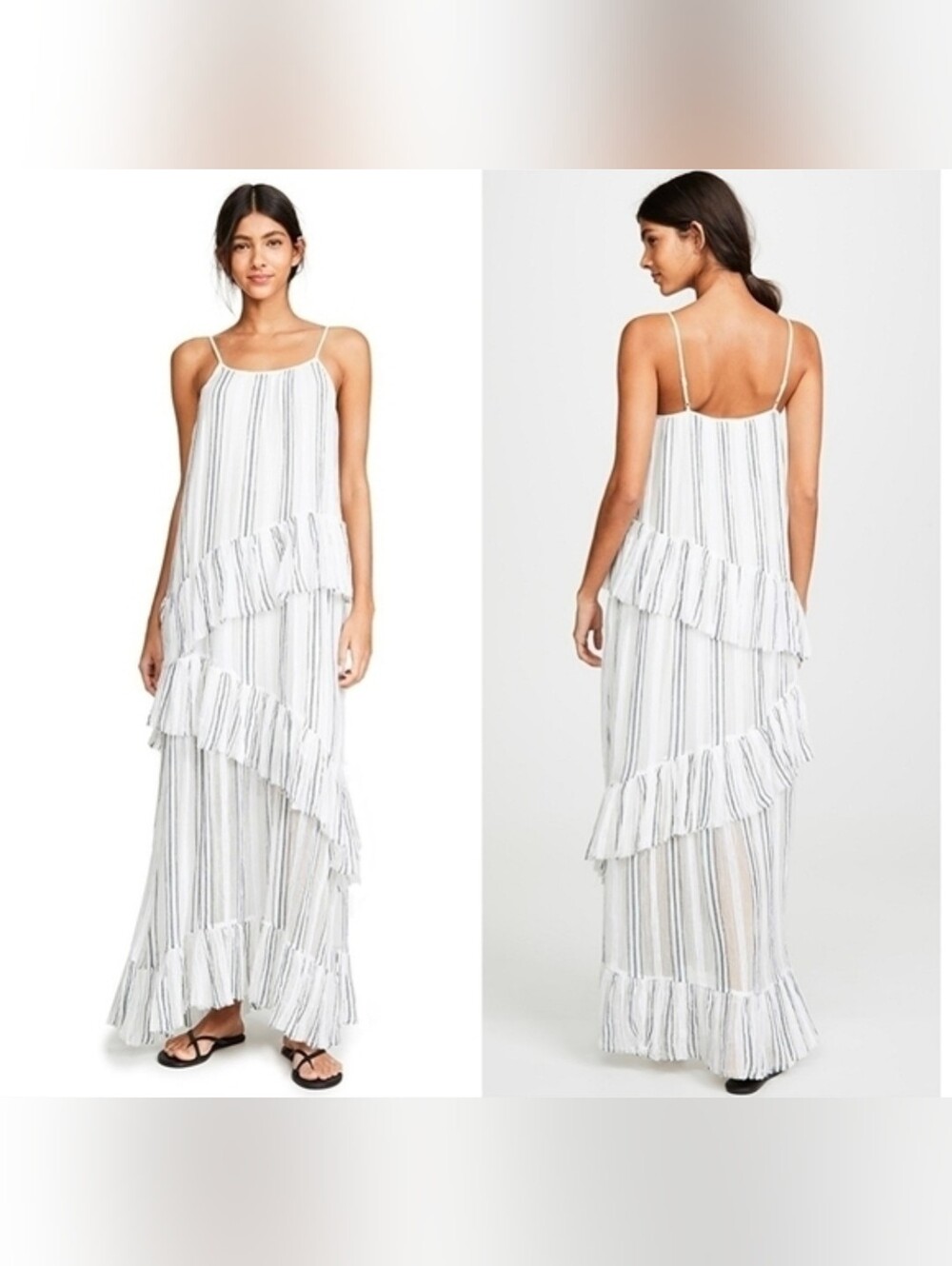 ATM Gauze Ruffle Slip Dress